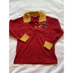 Vintage Royal Knight T-Shirt Boys Size 4T Red Airplane Polo Long Sleeve